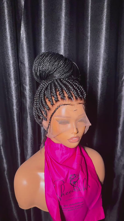 35inch Box braid pre-bleached knot Full lace Box braided wig
