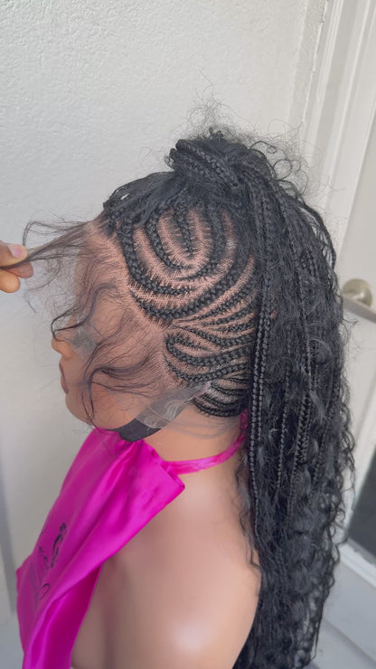 Black Full lace Mohawk braided wig