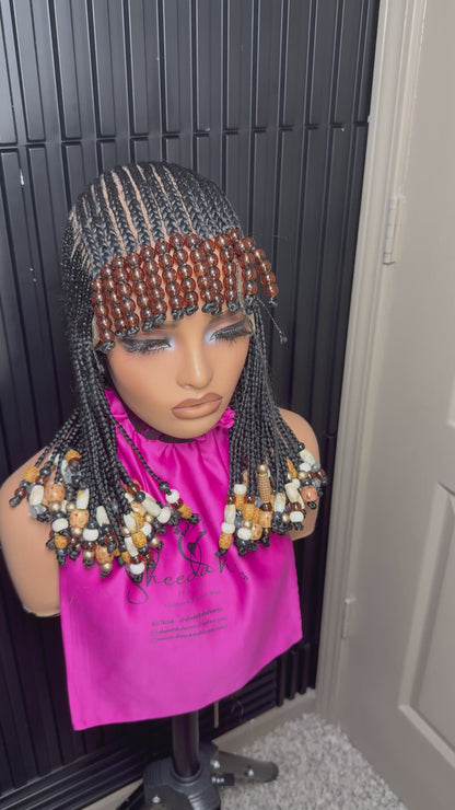 Short Koroba bead  wig with bangs