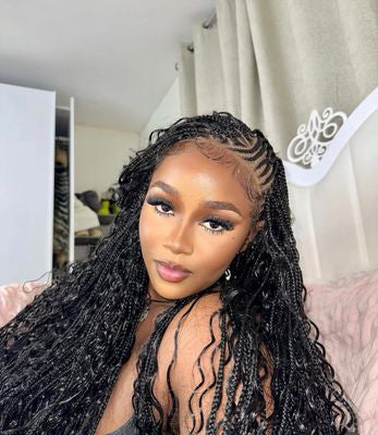 Flip Over Cornrow (Human Hair Swiss Full Lace Wig Brazilian Human Hair Curls