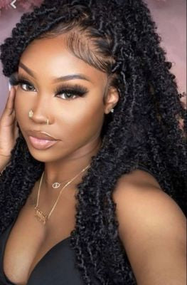 Distressed  butterfly Locs unit(Swiss Human hair Full  lace Cap)35inches